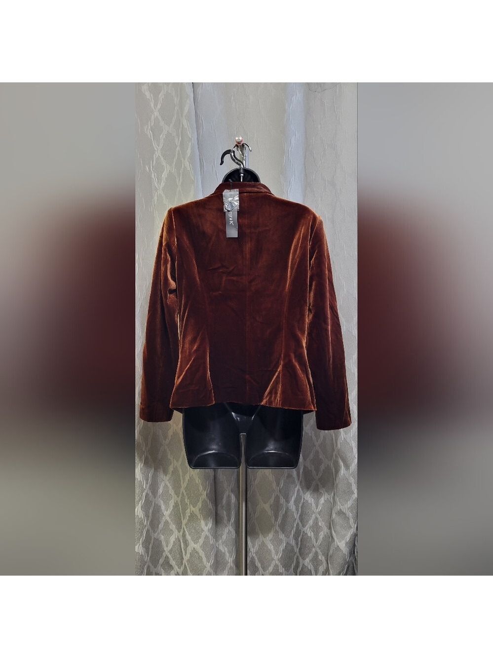 Allegra K | Solid Shawl Collar Single Button Brown Velvet Blazer | Size S - Picture 7 of 8